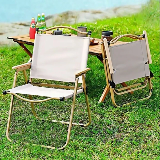 E-Pin 逸品生活 木紋鋁合金折疊椅(1入/蝴蝶椅/釣魚椅