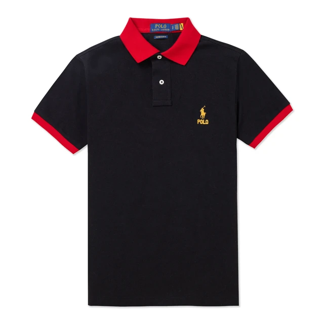 RALPH LAUREN RL POLO 經典刺繡小馬短袖POLO衫 上衣-黑色(CUSTOM SLIM FIT/精選舒適/平輸品)