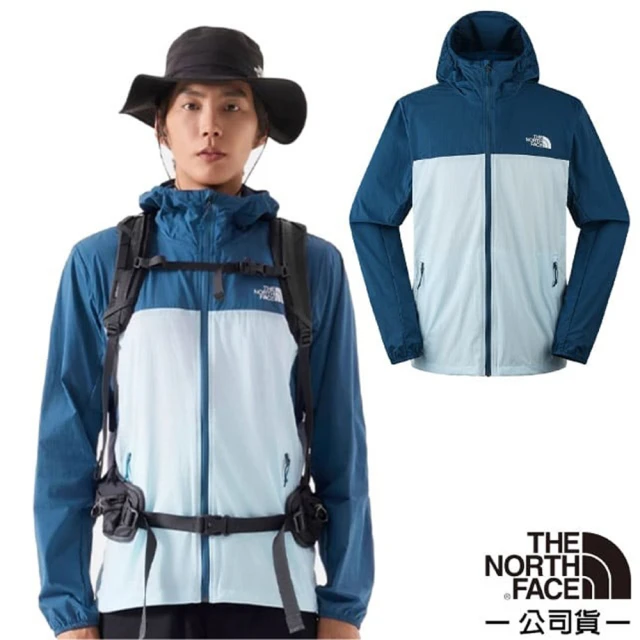 The North Face 男 SUN CHASE WIND JACKET 防曬涼感 連帽輕薄外套_亞洲版型(87VY-TOU 幻想藍)