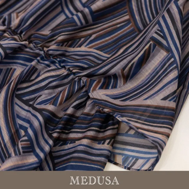 【MEDUSA 曼度莎】現貨-線條印花天絲棉飄逸長洋裝（M-XL）｜涼感 透氣天絲棉(301-70106)