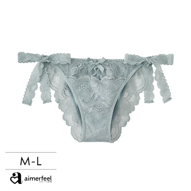 【aimerfeel】Corinne蕾絲綁繩半包臀內褲-煙綠色(1950125-GR72)