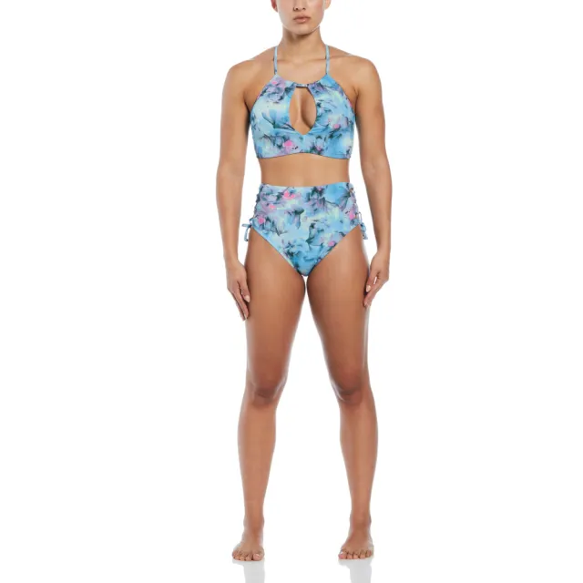 【NIKE 耐吉】SWIM 女款 泳裝 背心 水芙蓉比基尼上衣 藍綠 NESSE284-990