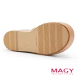 【MAGY】牛皮編織鬆糕厚底涼鞋(棕色)