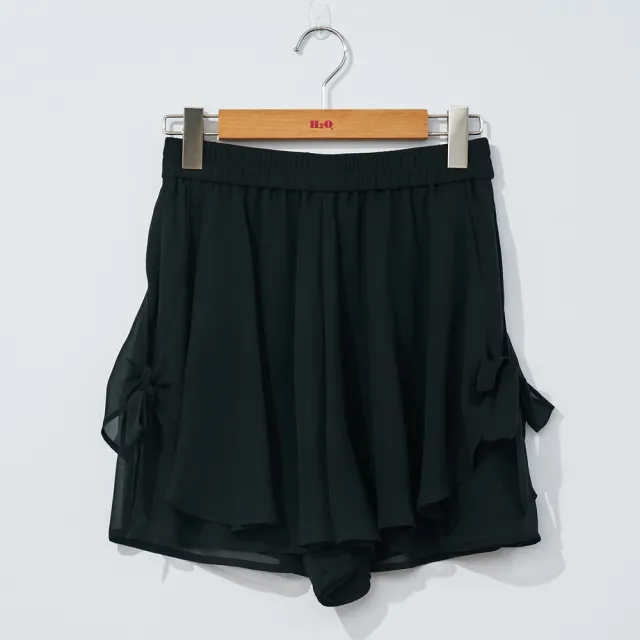 【H2O】側邊綁帶褲裙(#4678006 褲裙 深紫色/黑色/灰藍色)