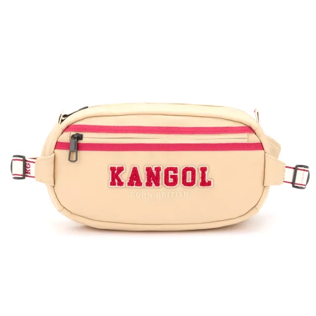 【KANGOL】英國袋鼠撞色刺繡絨毛logo腰包側背包胸肩包-共2色