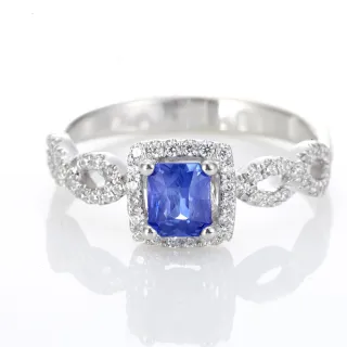 【DOLLY】0.50克拉 無燒斯里蘭卡矢車菊蘭藍寶石18K金鑽石戒指(003)