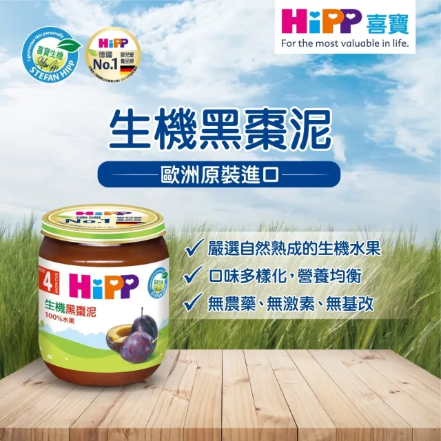 【HiPP】喜寶生機水果泥系列125gx6入(黑棗泥)