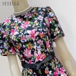 【JESSICA】清新花卉印花收腰傘裙短袖洋裝G34701