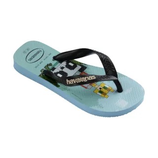 【havaianas 哈瓦仕】拖鞋 童鞋 兒童 夾腳拖 創世紀 Kids Top Minecraft 藍黑 4145125-1056K(哈瓦士)