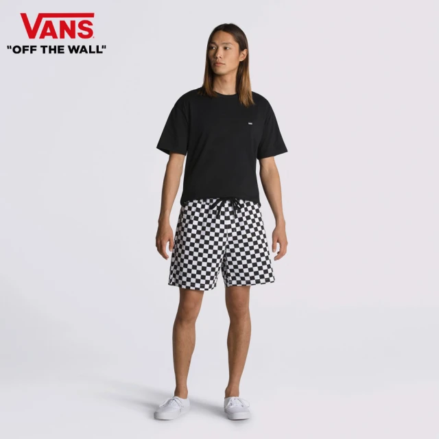 VANS 官方旗艦 Range Relaxed 男女款黑白棋盤格彈性鬆緊帶短褲