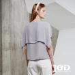 【IGD 英格麗】網路獨賣款-簡約純色披肩造型上衣(灰色)