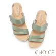 【CHOiCE】簡約牛皮金屬圓釦拖鞋(綠色)
