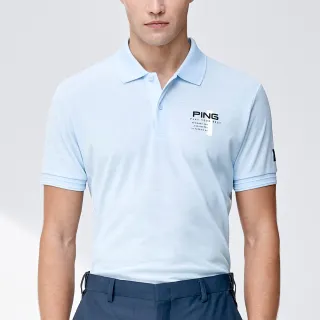 【PING】男款圖騰吸濕排汗短袖POLO衫-藍(GOLF/高爾夫球衫/PA24119-53)