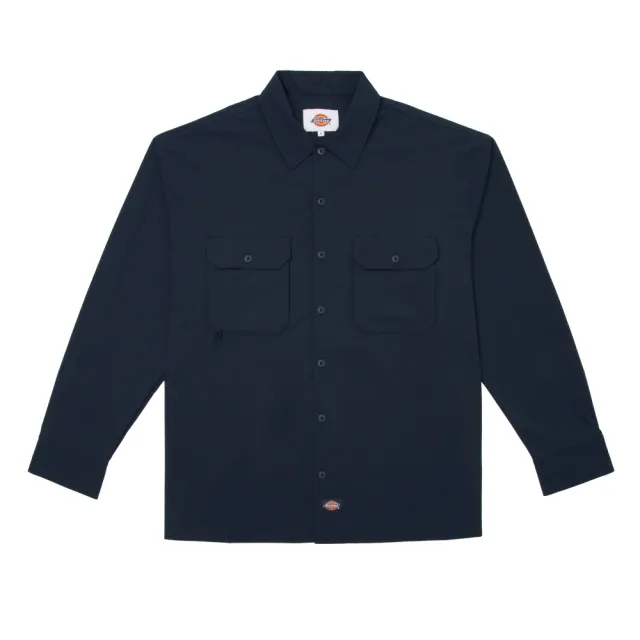 【Dickies】男款深海軍藍胸前雙收納口袋寬鬆舒適長袖襯衫｜DK013100CG7