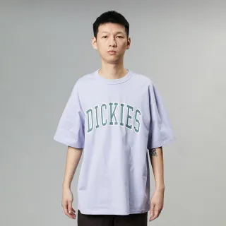 【Dickies】男女款宇宙藍紫色純棉胸前品牌大Logo印花休閒短袖T恤｜DK012905H18