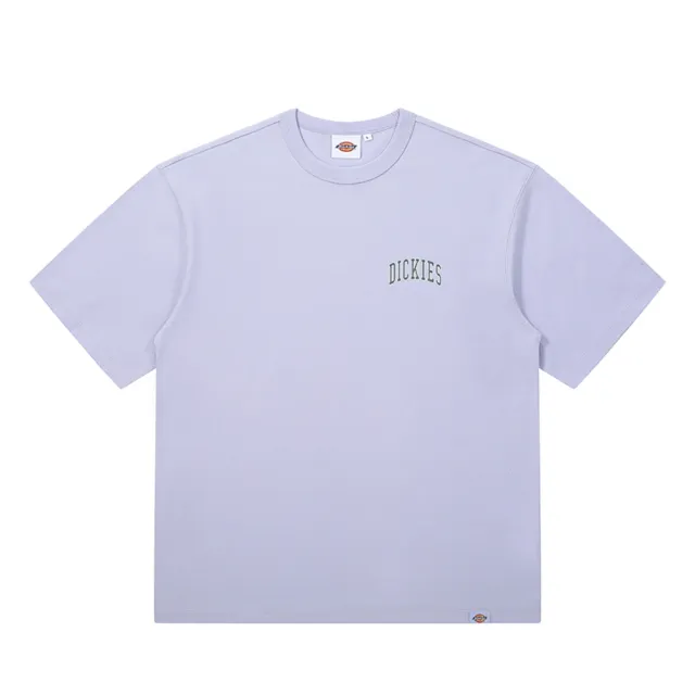 【Dickies】男女款宇宙藍紫色純棉胸前簡約品牌Logo印花休閒舒適短袖T恤｜DK012902H18