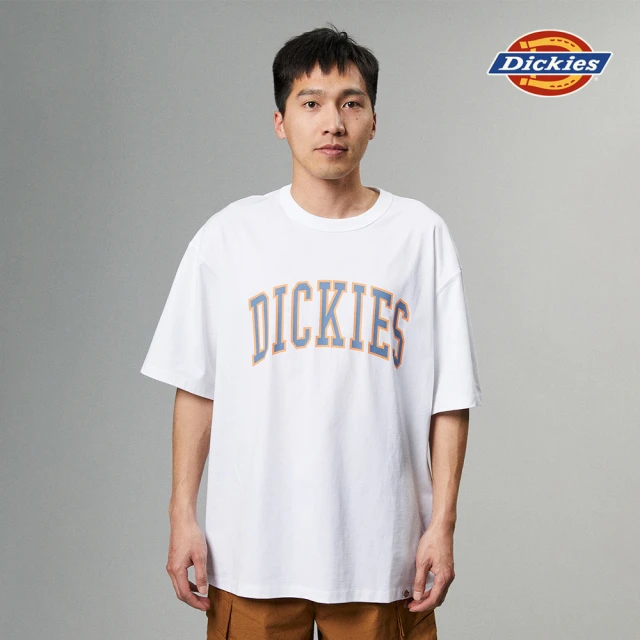 【Dickies】男女款白色純棉胸前品牌大Logo印花休閒短袖T恤｜DK012905J40