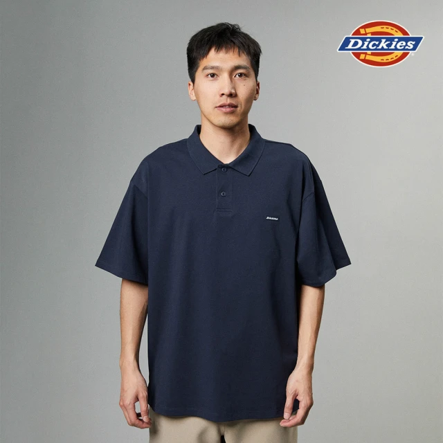 Dickies 男款深海軍藍重磅純棉簡約刺繡Logo休閒短袖POLO衫｜DK013112CG7