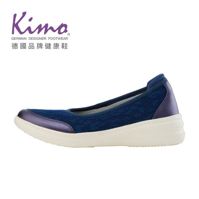 Kimo 透氣網布舒適彈力休閒娃娃鞋 女鞋(靛藍色 KBDS