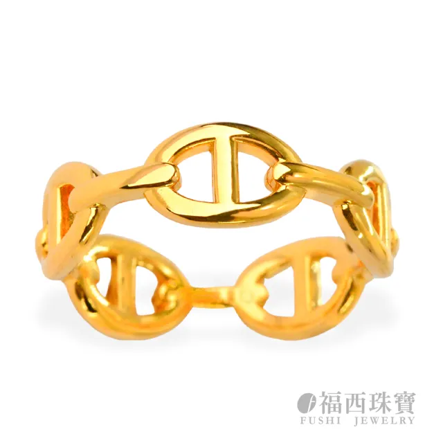 【福西珠寶】9999黃金戒指 個性豬鼻6D戒指 固定圍(金重0.44錢+-0.03錢)