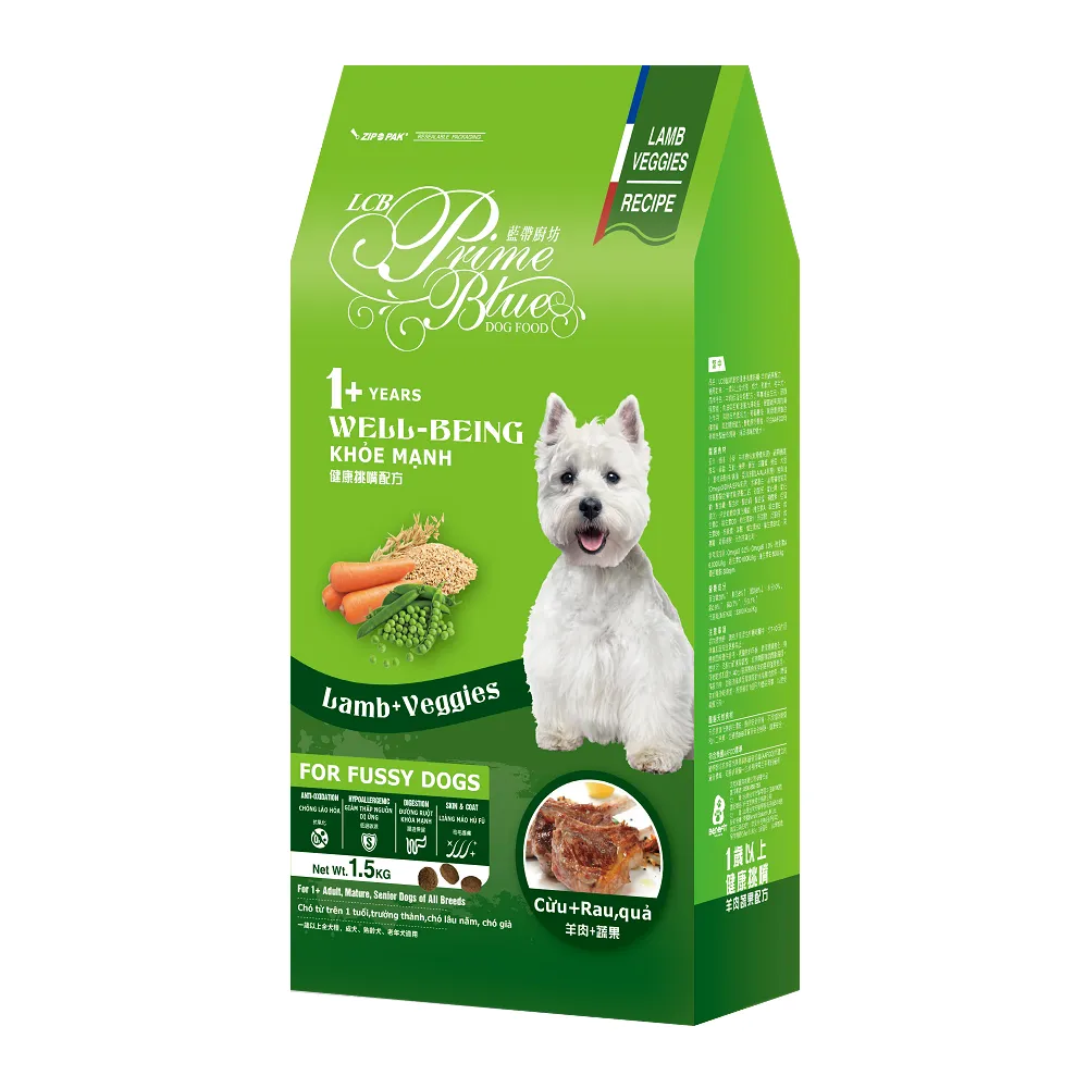 【LCB藍帶廚坊】WELL健康挑嘴狗 1.5kg 羊肉蔬果配方(成犬 老犬 熟齡犬 狗飼料 寵物飼料)