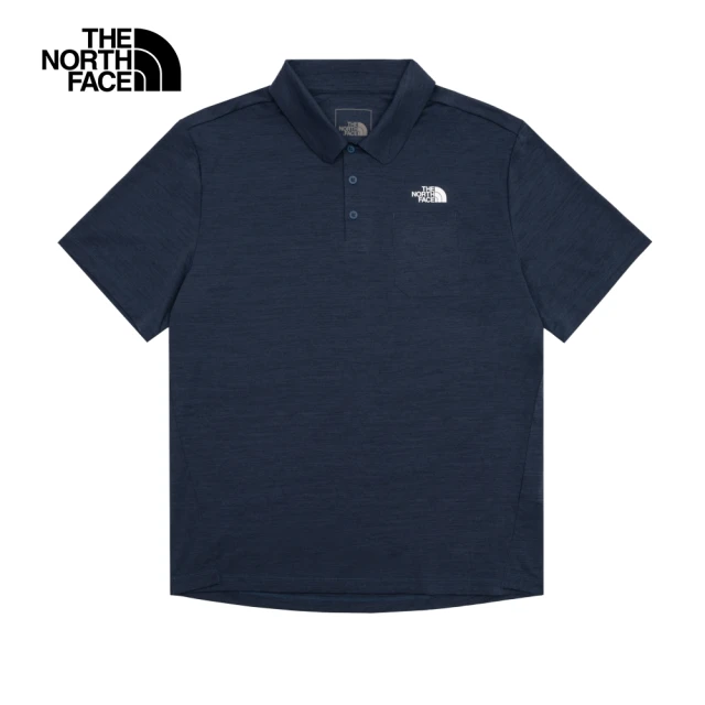 The North Face 北面男款藍色吸濕排汗防曬舒適透氣休閒短袖POLO衫｜87W1HKW