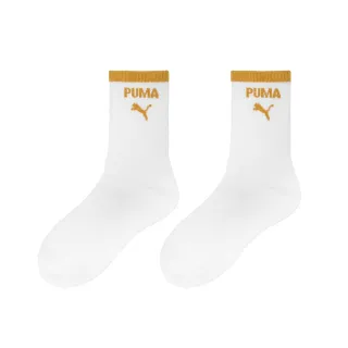 【PUMA】襪子 Fashion 白 黃 中筒襪 長襪 條紋 穿搭 休閒襪(BB1445-01)