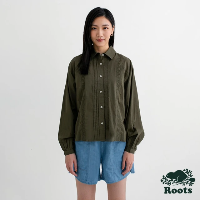 RootsRoots Roots 女裝- LAUREL FEMME平織長袖上衣(綠色)