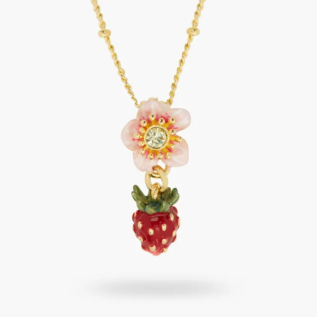 【Les Nereides】莓果森林-野生草莓與粉色草莓花項鍊