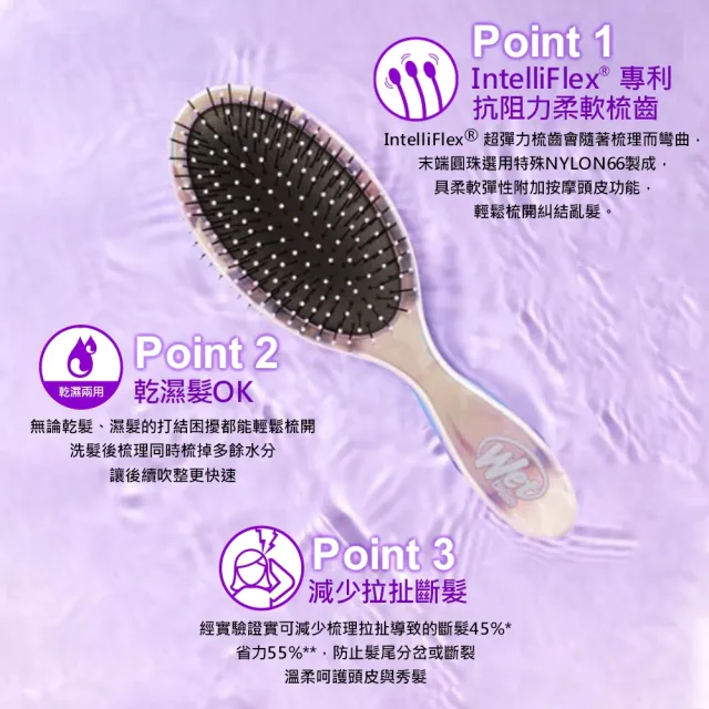 【Wetbrush】速乾去結氣墊經典梳-愛麗兒/貝兒 任選(迪士尼限定  乾濕兩用梳)