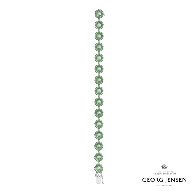 【Georg Jensen 官方旗艦店】Daisy x Stine Goya 手鏈(純銀電鍍銠 綠色琺瑯)