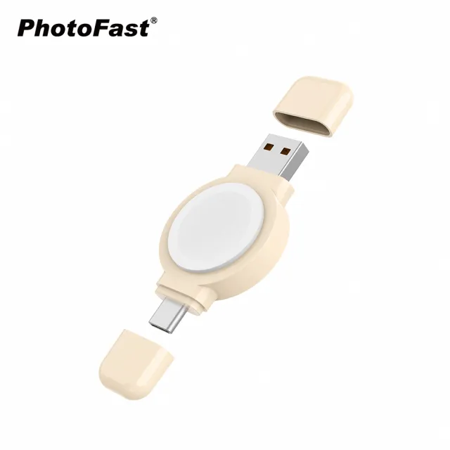 【Photofast】SPIN Charge Apple Watch 手錶磁吸雙頭無線充電器(USB-A/Type-C)