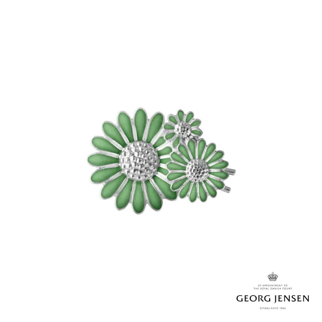 【Georg Jensen 官方旗艦店】Daisy x Stine Goya 髮夾(純銀電鍍銠 綠色琺瑯)