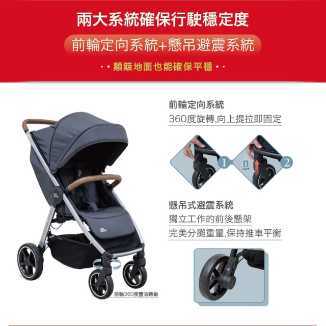 【Britax】英國 B-Agile M 豪華四輪單手秒收嬰幼兒手推車(多款可選)