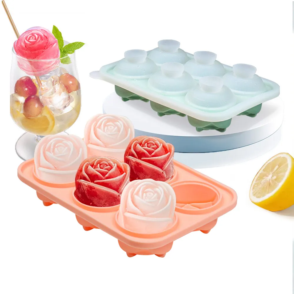 【SUNORO】6連玫瑰冰塊模具 矽膠造型冰格 威士忌冰球 製冰盒