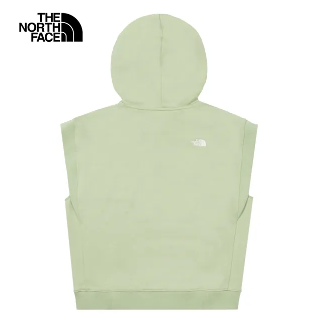 【The North Face 官方旗艦】北面UE女款綠色舒適大尺寸品牌LOGO連帽無袖T恤｜885XI0G