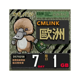 【鴨嘴獸 旅遊網卡】CMLink 歐洲7日1GB 輕量型 吃到飽 黑山(歐洲多國共用網卡  波士尼亞4國)