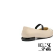 【HELENE_SPARK】優雅氣質鬆緊帶異材質瑪莉珍尖頭低跟鞋(米)