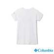 【Columbia 哥倫比亞】女童款-Mission Peak™防曬UPF50快排短袖上衣粉-白色(UAG01350WT/IS)