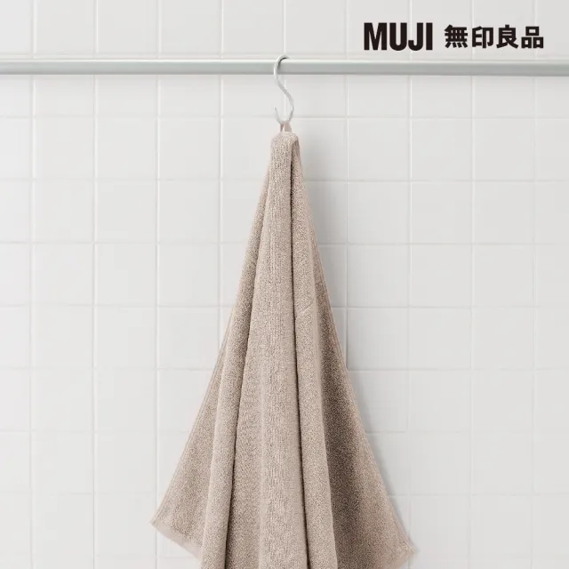 【MUJI 無印良品】棉圈絨雙線織浴巾/可吊掛/粉米(70*140cm)