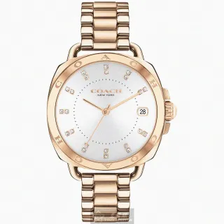 【COACH】COACH手錶型號CH00196(銀白色錶面玫瑰金錶殼玫瑰金色精鋼錶帶款)