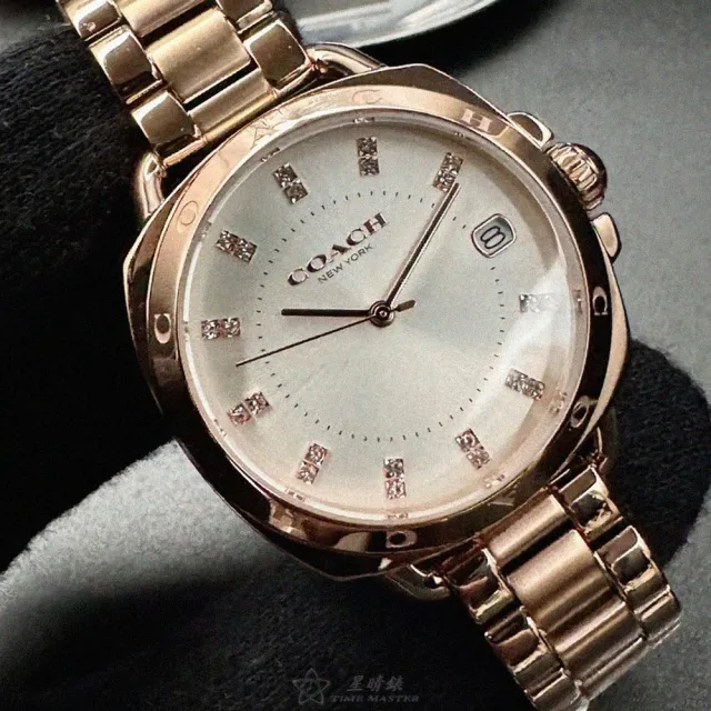 【COACH】COACH手錶型號CH00196(銀白色錶面玫瑰金錶殼玫瑰金色精鋼錶帶款)