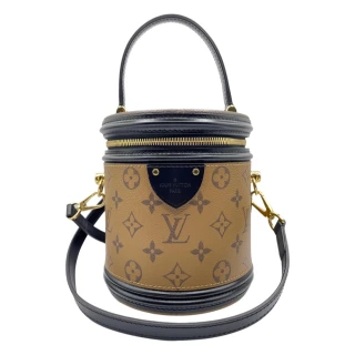 【Louis Vuitton 路易威登】Cannes系列 雙色Monogram花紋印花手提斜背二用包/水桶包/圓筒包(M43986)