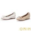 【ORIN】細版蝴蝶結絲綢羊皮中跟鞋(白色)