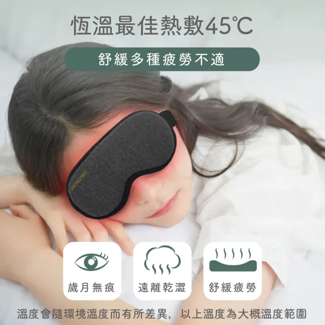 【Beroso 倍麗森】恆溫式4D立體不壓眼熱敷眼罩A00027(眼部按摩器 蒸氣熱敷眼罩 遮光睡眠眼罩)