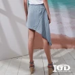 【IGD 英格麗】網路獨賣款-時尚條紋不對稱剪裁短裙(藍色)