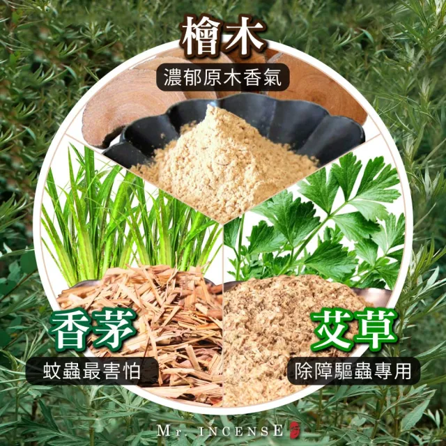 【Mr.INCENSE 好香先生】蚊香 艾草蚊香 艾草香茅薰香2盒+提把蚊香盒(蚊香棒 艾草薰香 露營蚊香 防蚊 驅蚊)