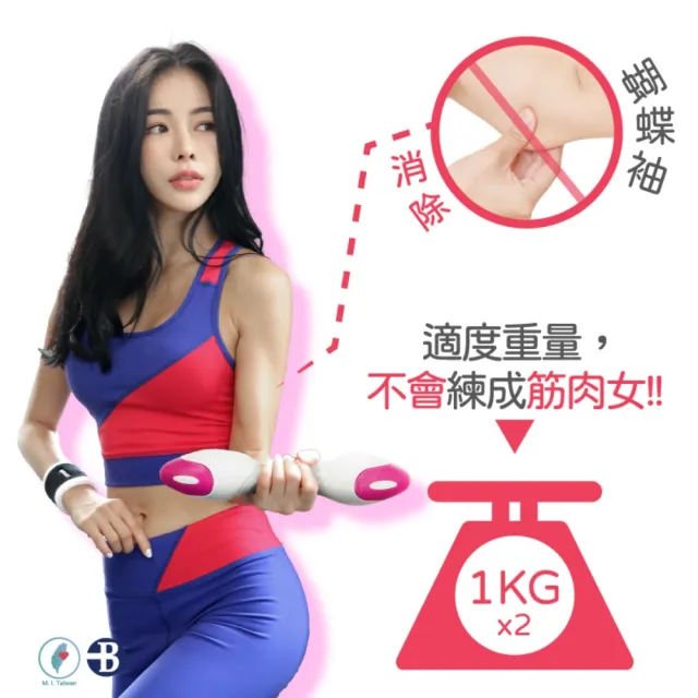 【台灣橋堡】時尚 啞鈴 1KG X2 一對(SGS 認證 100% 台灣製造 減脂 減肥 消除 蝴蝶袖 鍛鍊 纖細手臂 多用途)
