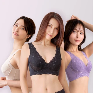 【Luna】3件組/日本直送-美媞晚安內衣 小胸福星 蕾絲無鋼圈(人氣色)