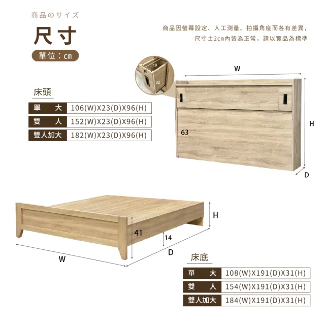 【IHouse】品田 房間2件組 雙人5尺(床頭箱+高腳床架)
